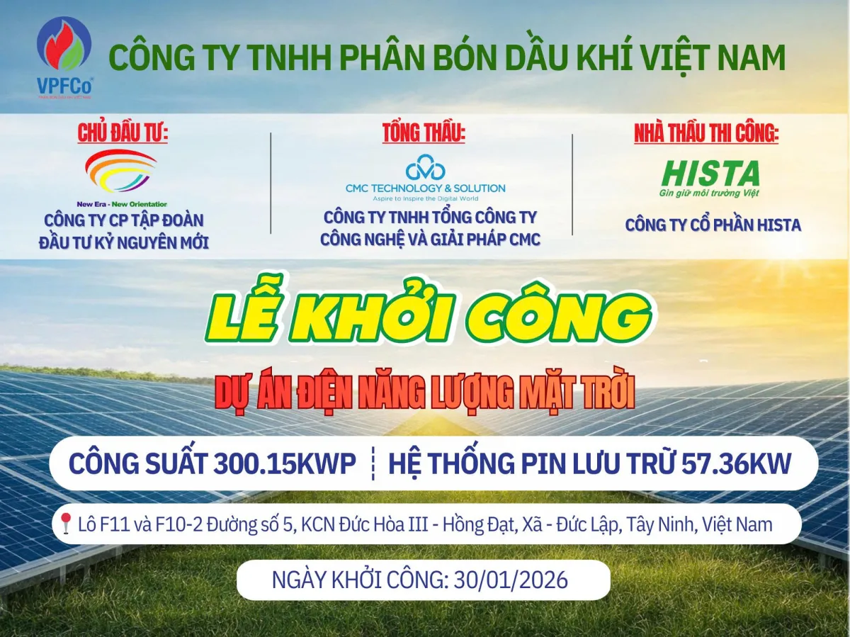 Dự án điện mặt trời tại Nhà máy sản xuất phân bón dầu khí VPF